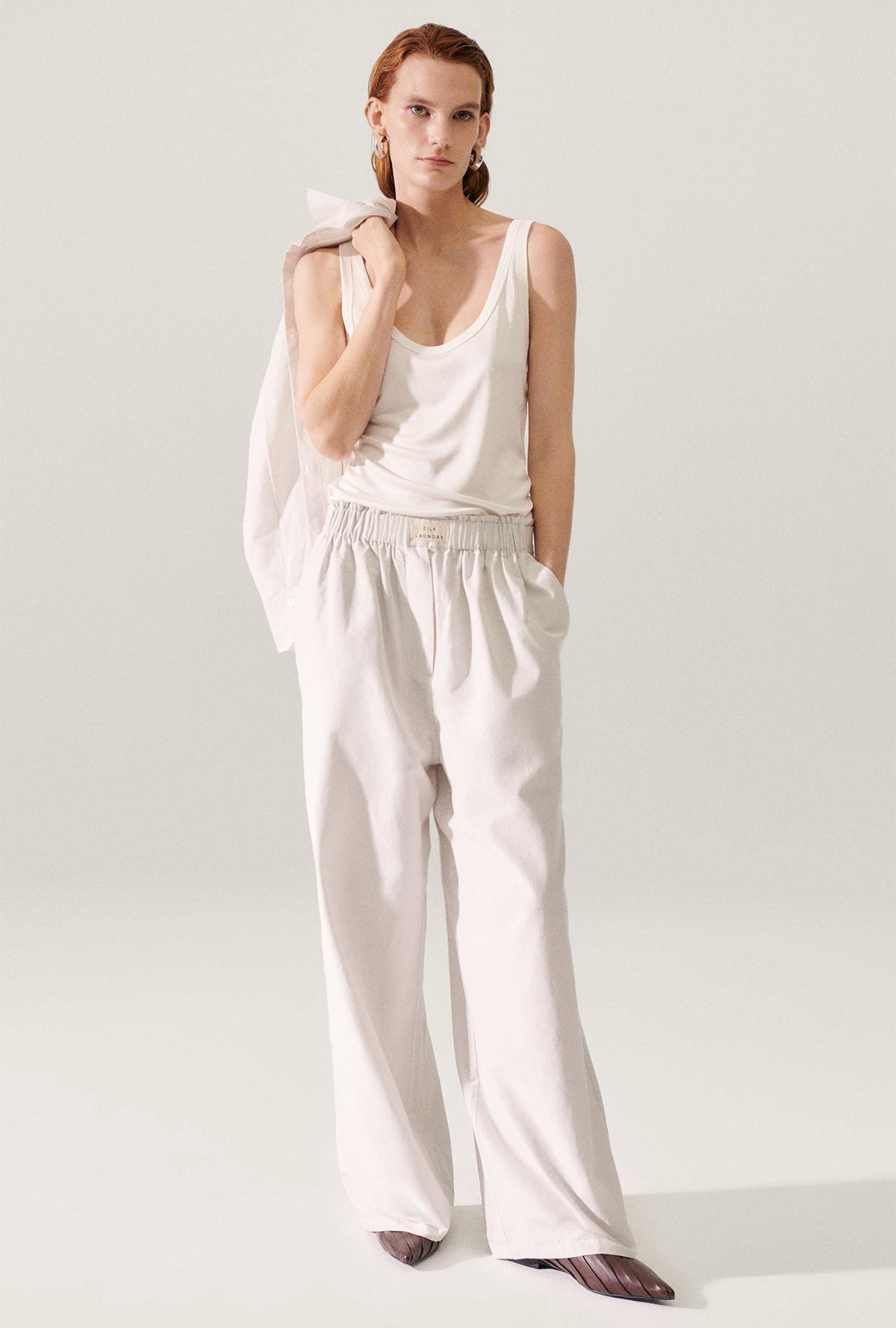 Silk Laundry Jersey Scoop Tank (White)