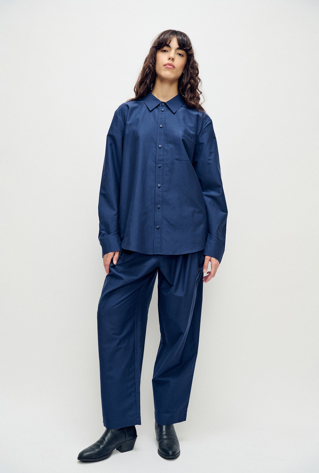 Laundry Cotton Silk Boyfriend Shirt (Midnight)