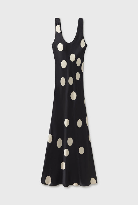 Silk Laundry Scoop Neck Dress (Large Polka Dot)
