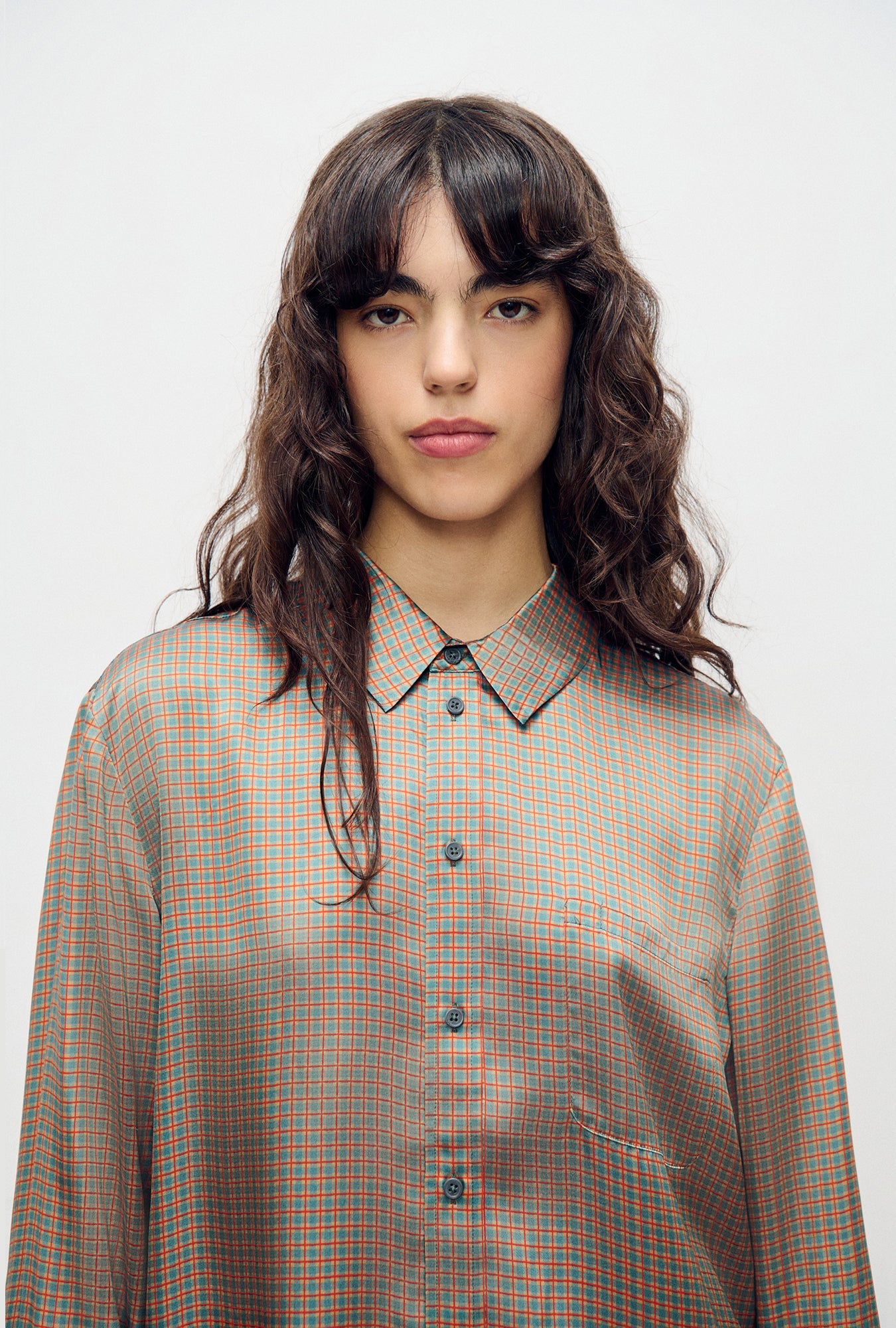 Silk Laundry Boyfriend Shirt (Micro Plaid)