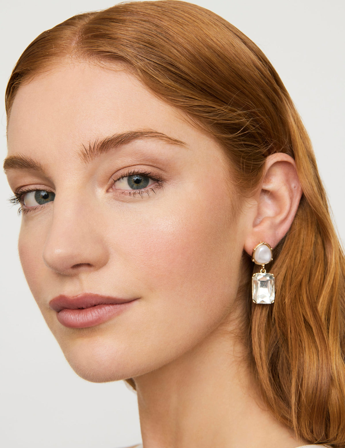GROUP48 PEARLINE RECTANGLE STONE EARRING (Print)