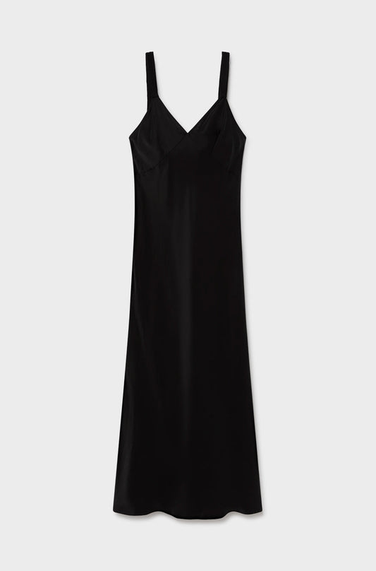 Silk Laundry Deco Ruched Dress (Black)