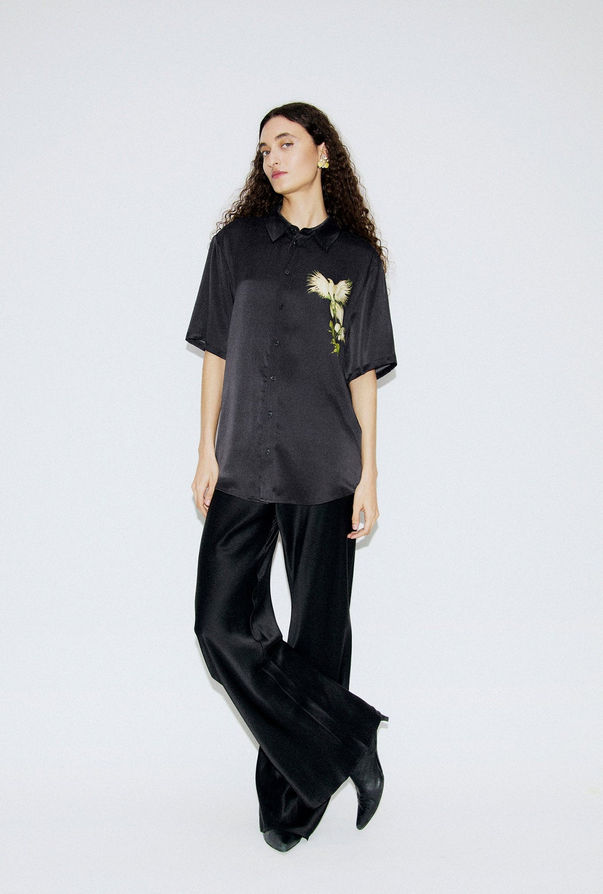 Silk Laundry Short Sleeve Boyfriend Shirt (Egret)