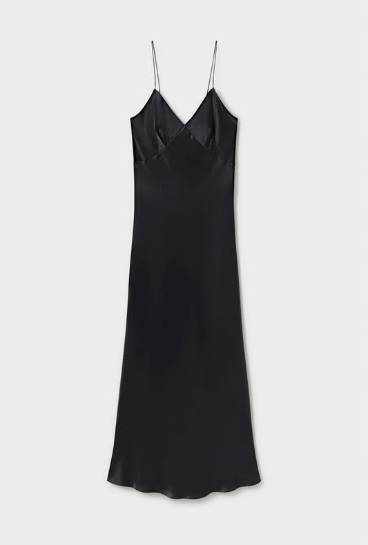 Silk Laundry Deco Rouleau Dress (Black)