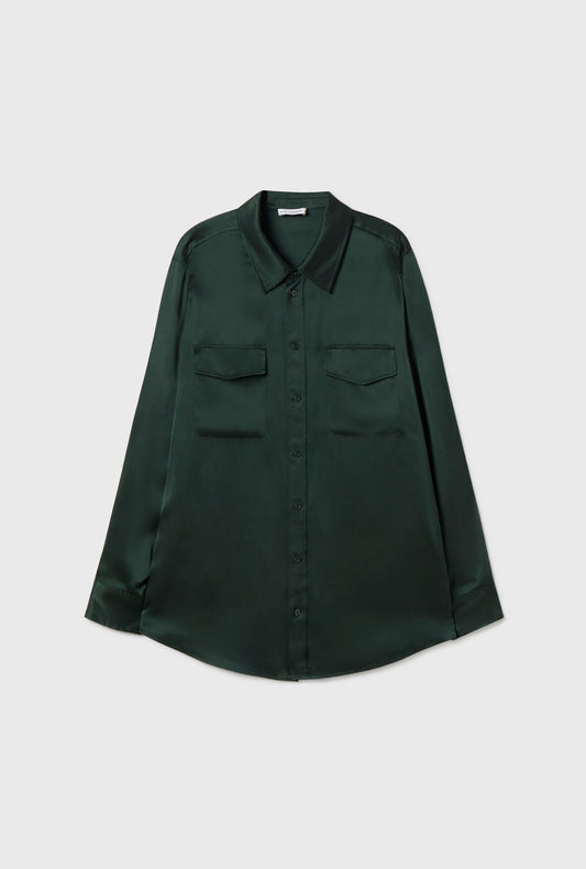 Silk Laundry Boyfriend Shirt (Scarab)
