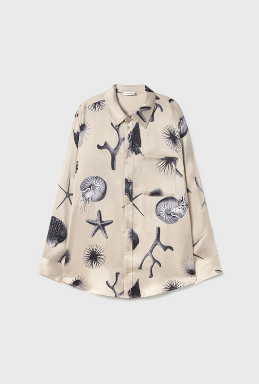 Silk Laundry Boyfriend Shirt (Seashells)