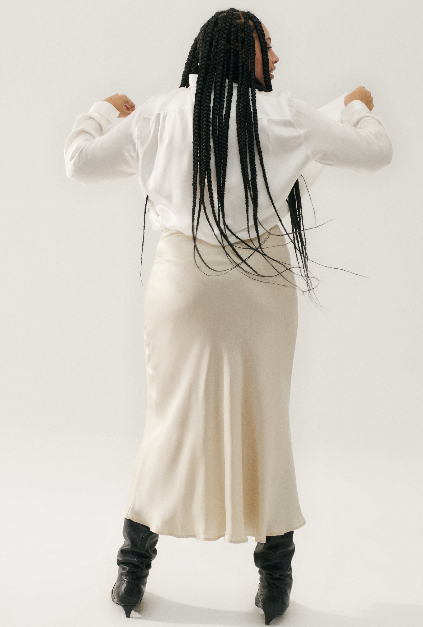 Silk Laundry Long Bias Cut Skirt (Hazelnut)