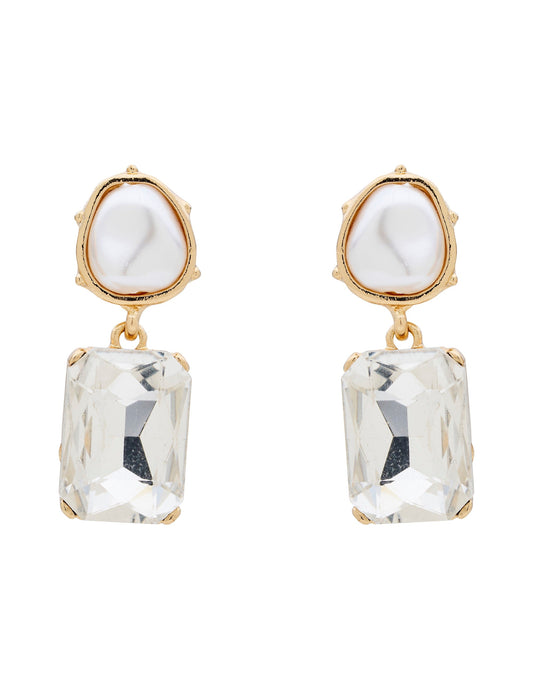GROUP48 PEARLINE RECTANGLE STONE EARRING (Print)