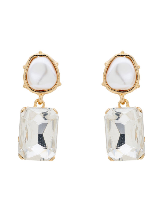 GROUP48 PEARLINE RECTANGLE STONE EARRING (Print)