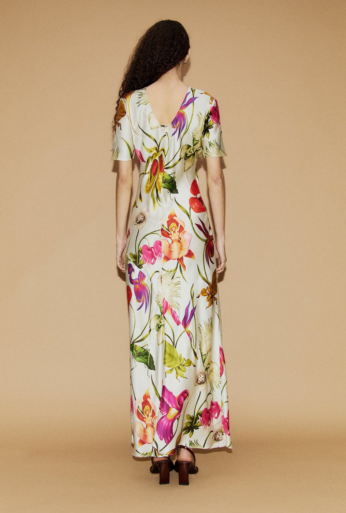 Silk Laundry Short Sleeve Bias Dress (Wonderland)