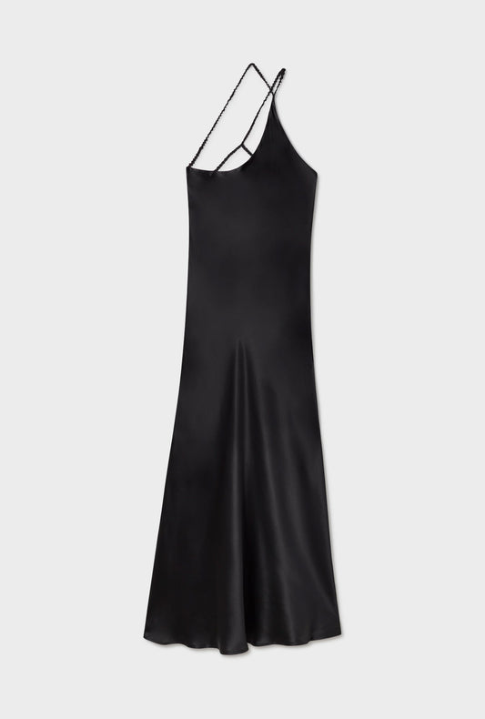 Silk Laundry Slope Dress (Black)