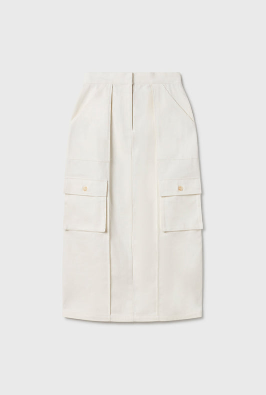 Silk Laundry Canvas Cargo Skirt (Natural)