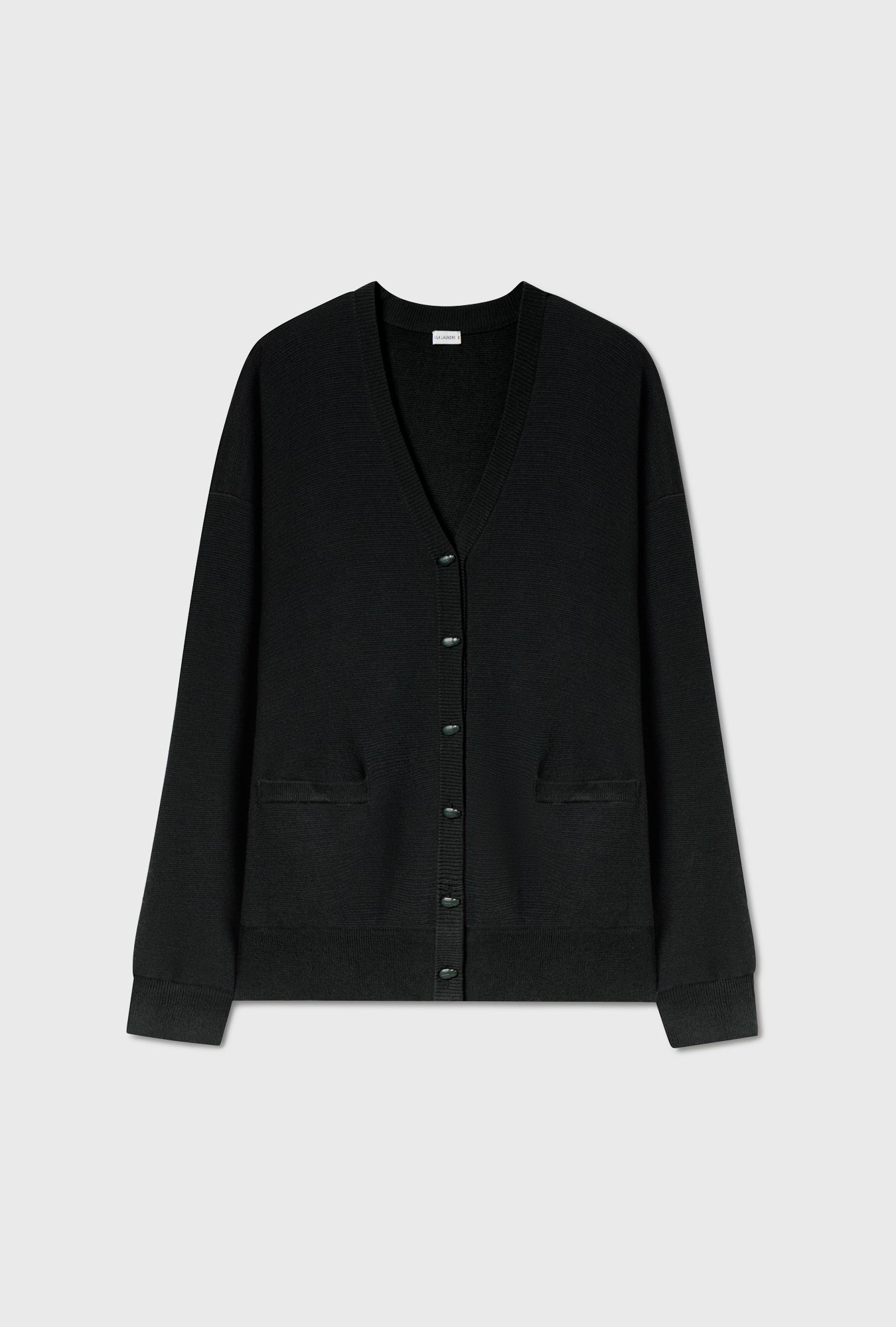 Image of Cardigans. Product name - Wool Slouch Cardigan Black in Black colour by brand - Silk Laundry
