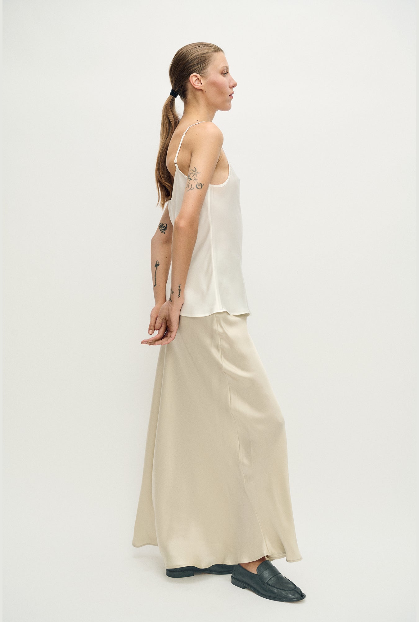 Silk Laundry Bias Cut Cami (White)