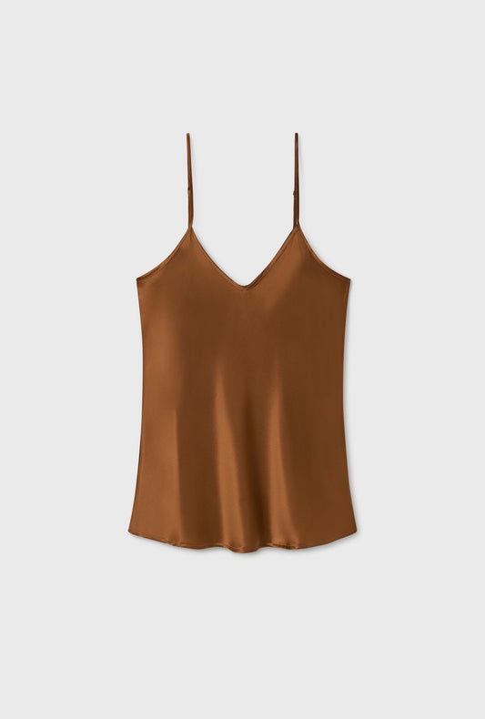 Silk Laundry Bias Cut Cami (Van Dyke Brown)