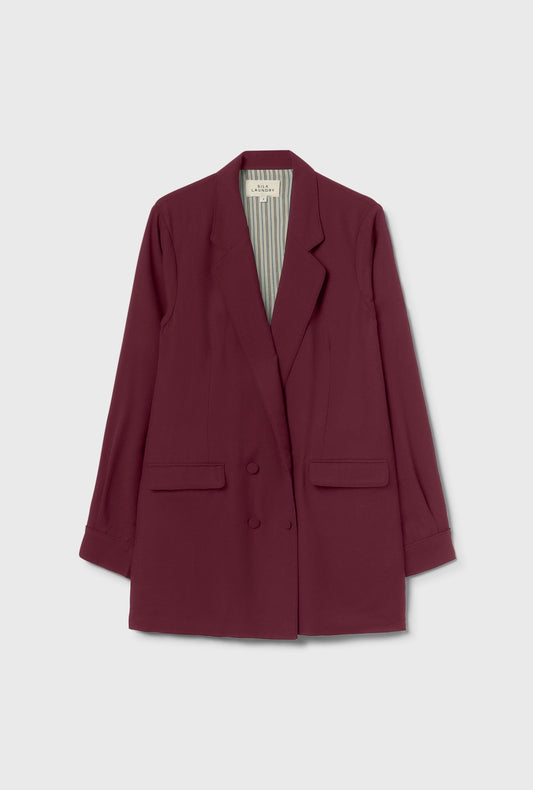 Wool Silk Relaxed Blazer (Deadleaf)