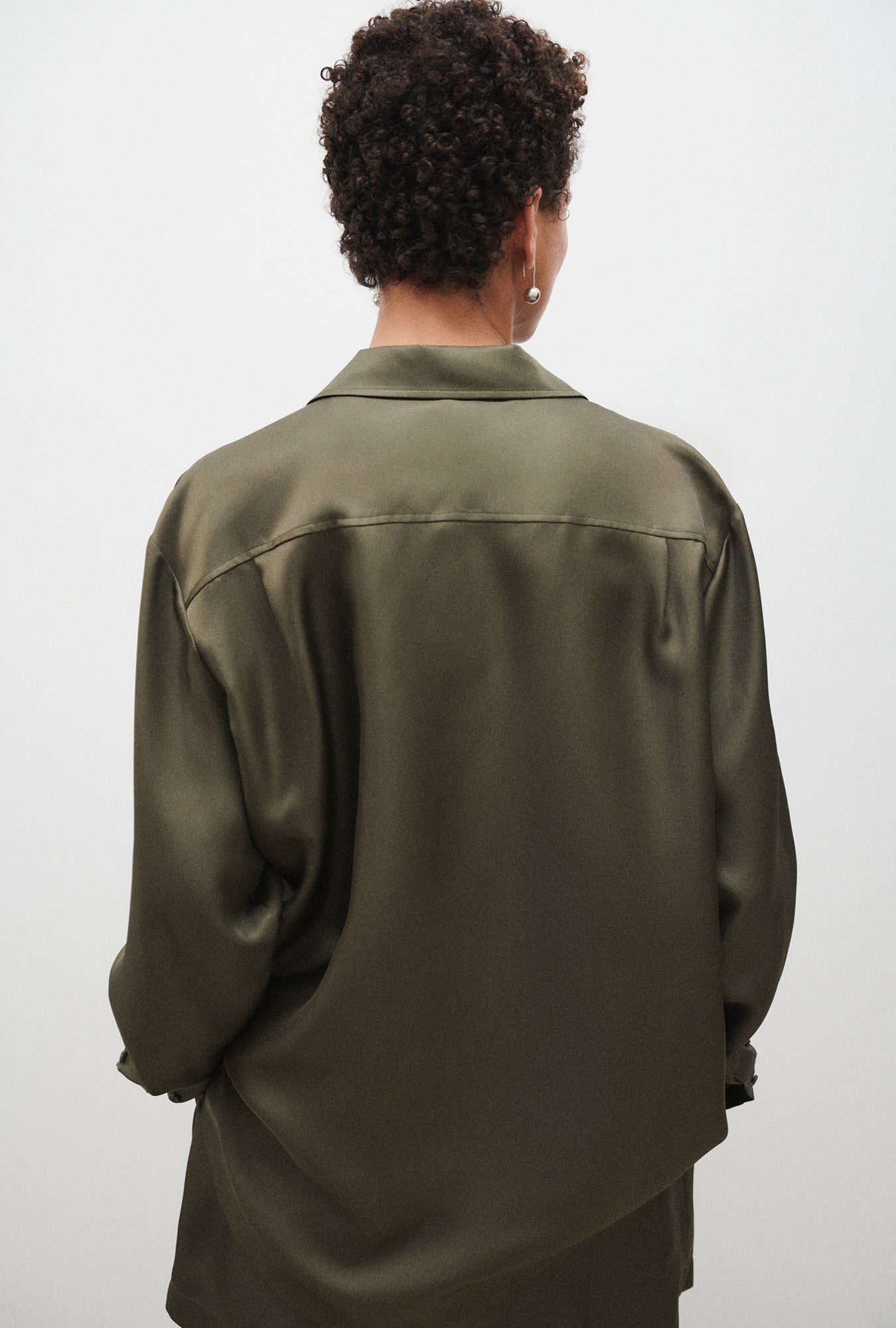 Silk Laundry Twill Boyfriend Shirt (Pine)