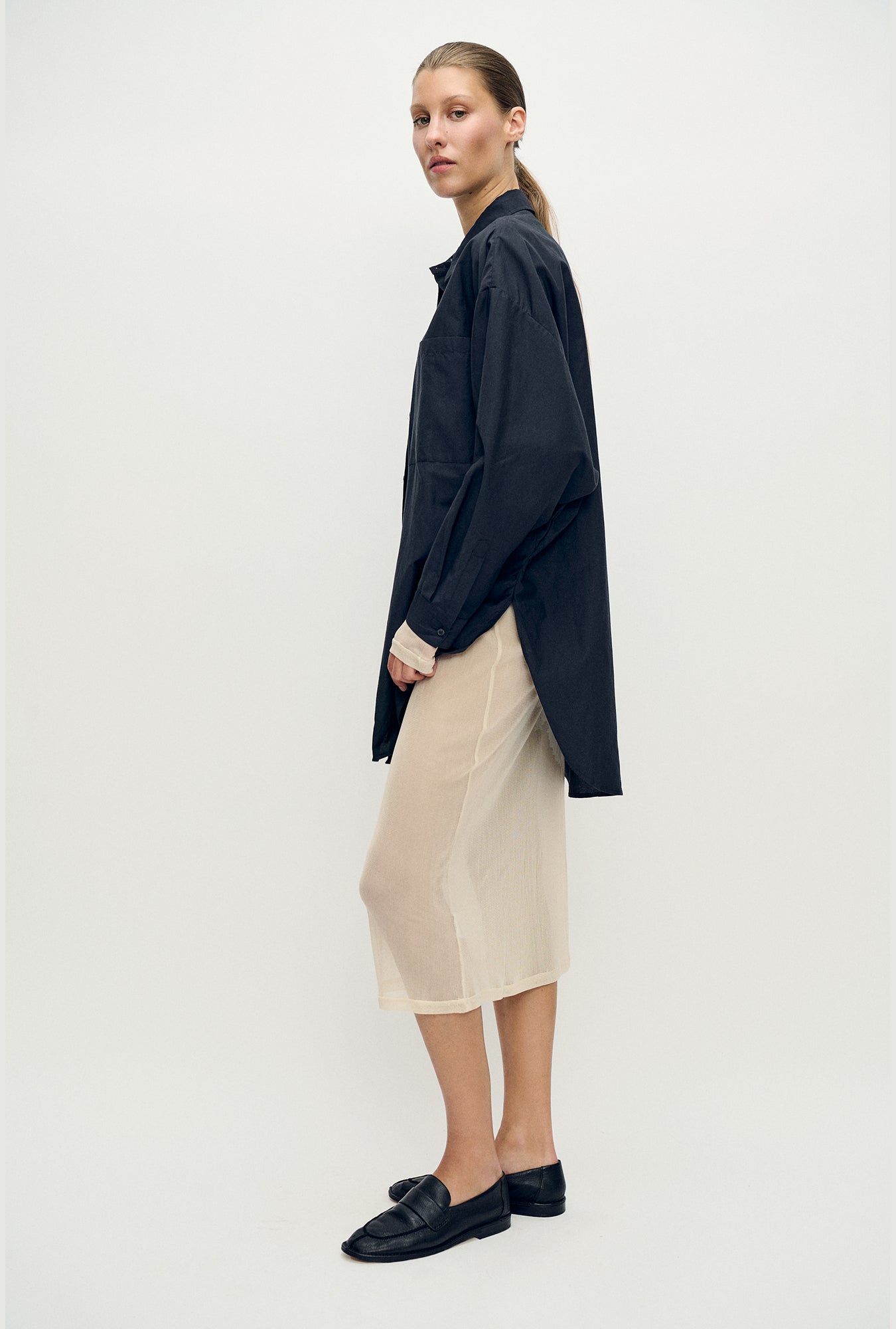Silk Laundry Mesh Skirt (Hazelnut)