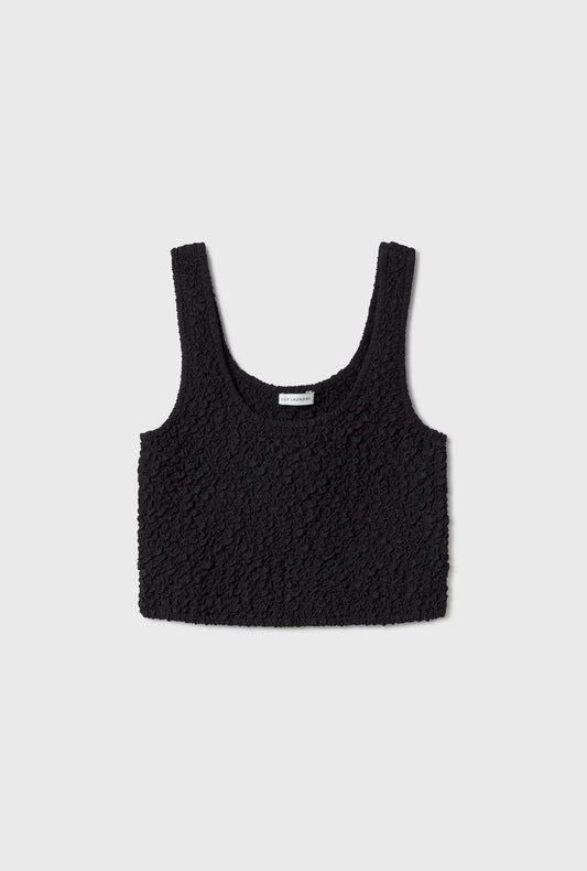 Silk Laundry Popcorn Cropped Cami (Black)