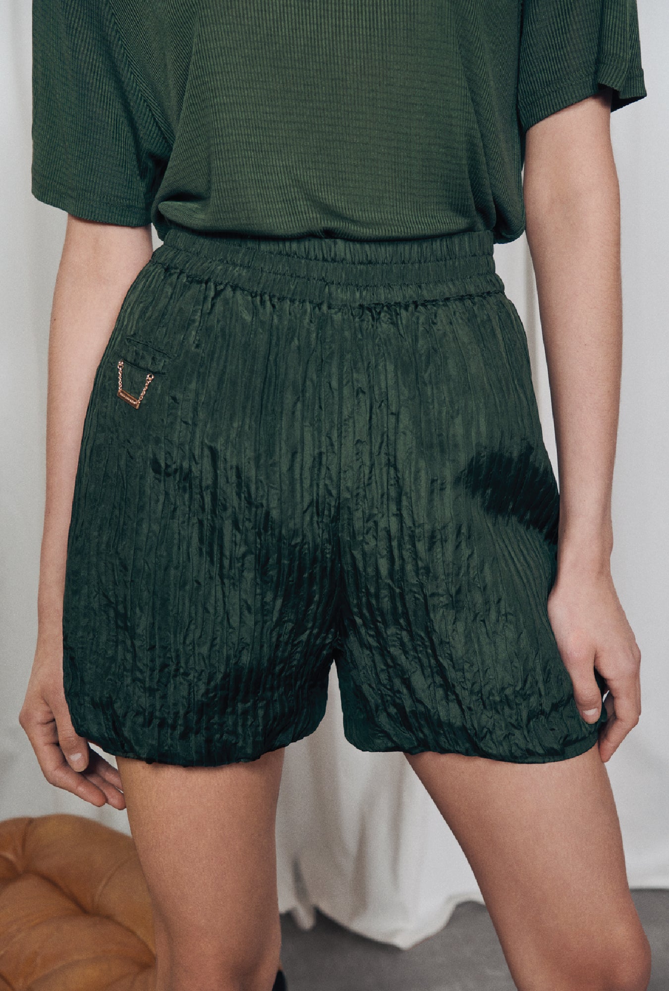Silk Laundry Crinkle Shorts (Cedar)