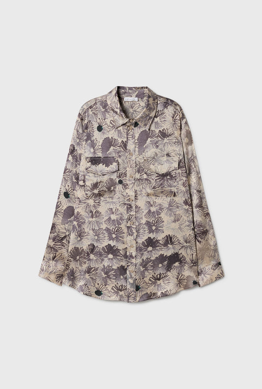 Silk Laundry Boyfriend Shirt (Aster Floral)