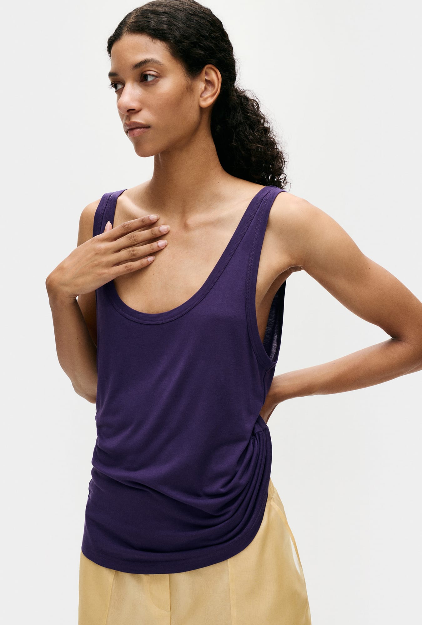 Silk Laundry Jersey Modal Scoop Tank (Nightshade)