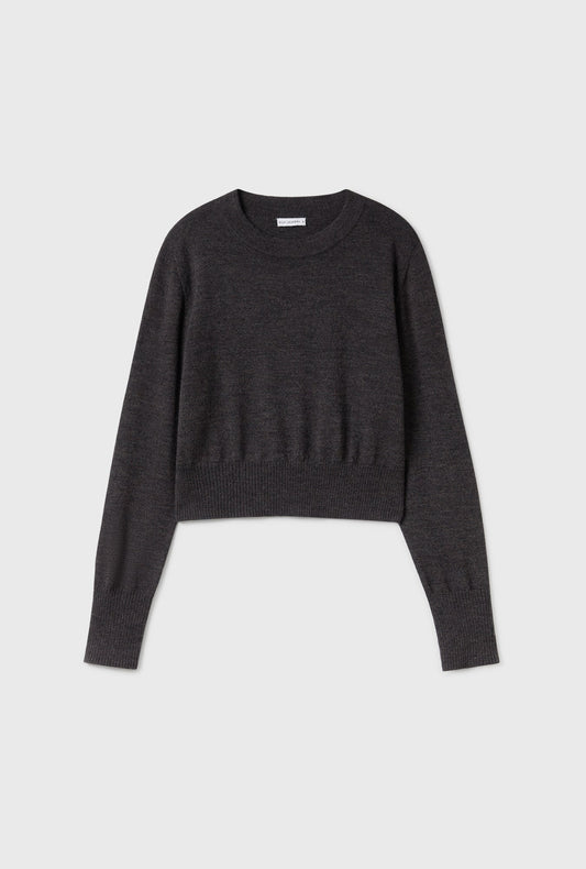 Silk Laundry Cropped Crewneck (Granite Melange)