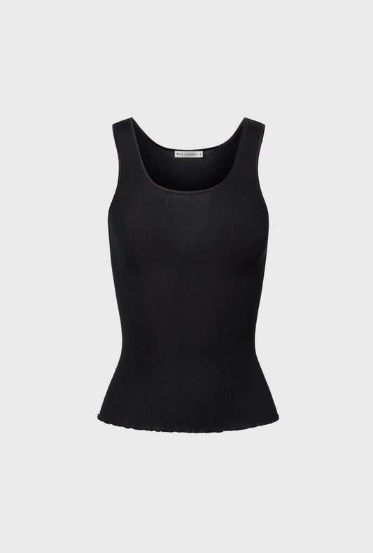 Laundry Silk Wool Ribbed Essential Tank (Black)