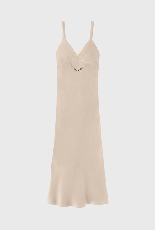 Silk Laundry Diamond Deco Ruched Dress (Hazelnut)