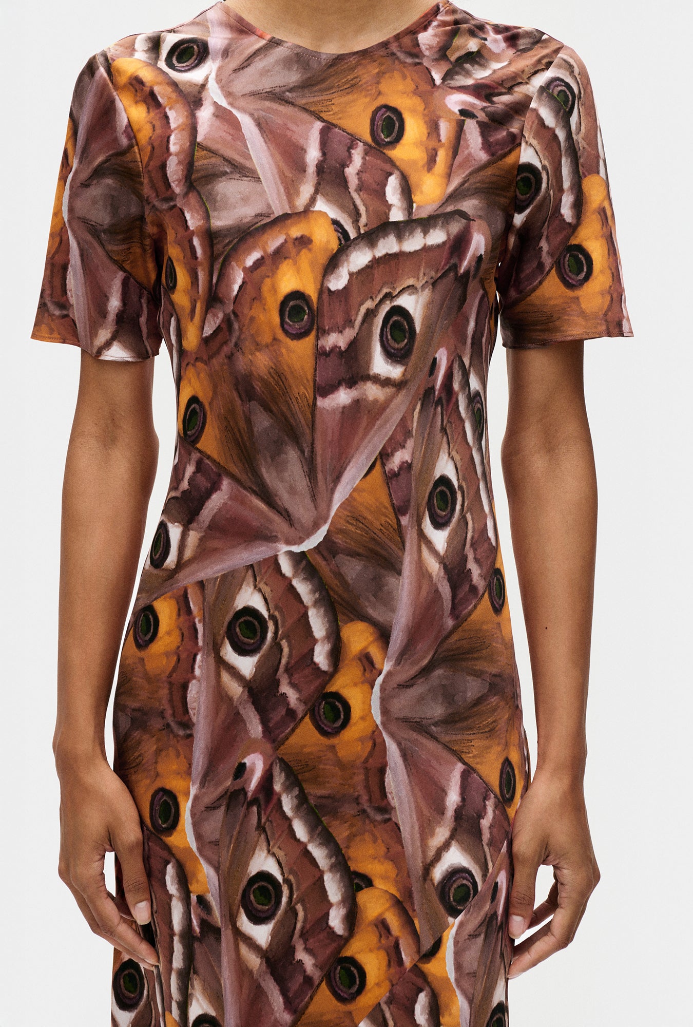 Silk Laundry Short Sleeve Bias Dress (Wingspan)