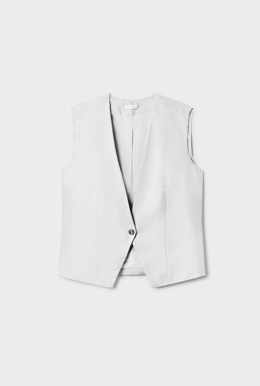 Silk Laundry Twill Slouch Vest (White)