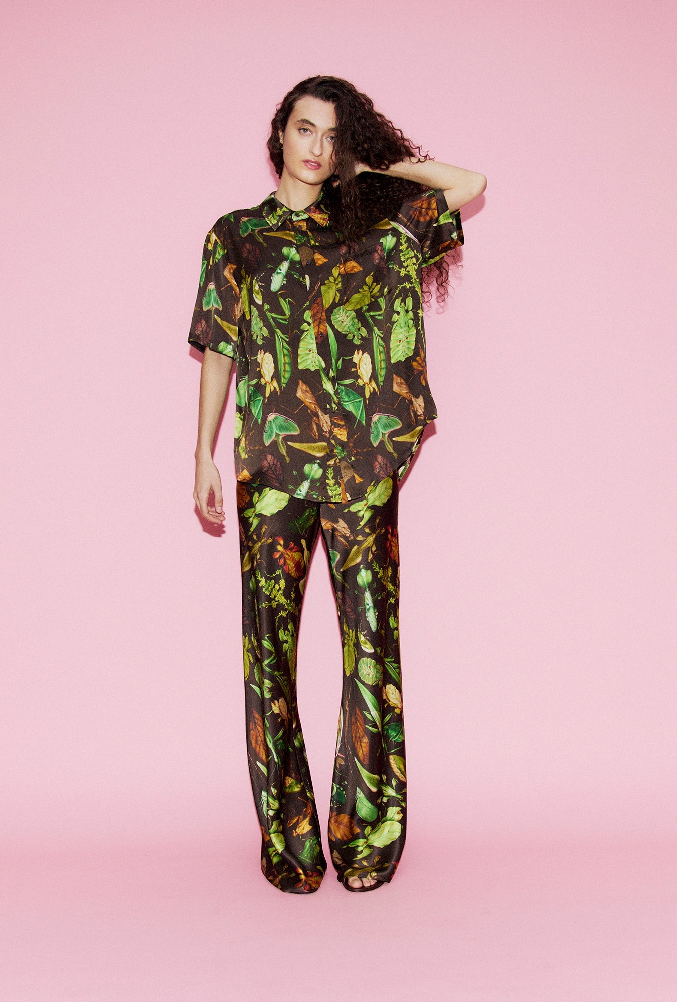 Silk Laundry Short Sleeve Boyfriend Shirt (Bug Camo)