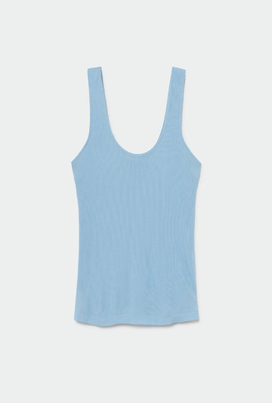 Silk Laundry Ribbed Tank (Sky)