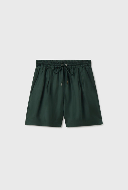 Silk Laundry Twill Slouch Shorts (Scarab)