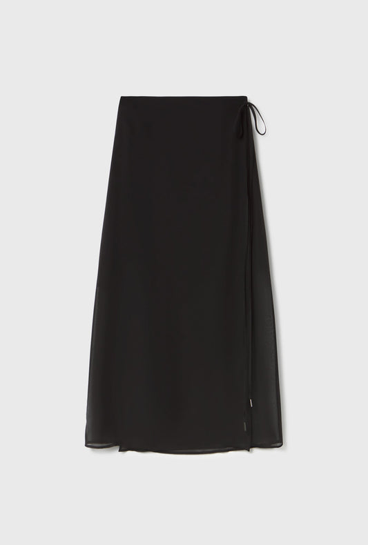 Silk Laundry Wrap Skirt (Black)