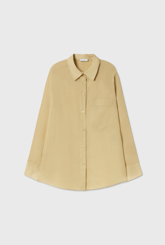 Silk Laundry Sheer Cotton Pleated Yoke Shirt (Shell)