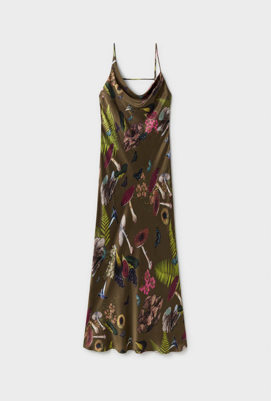 Silk Laundry Carrie Dress (Magic Mushroom Dark Earth)