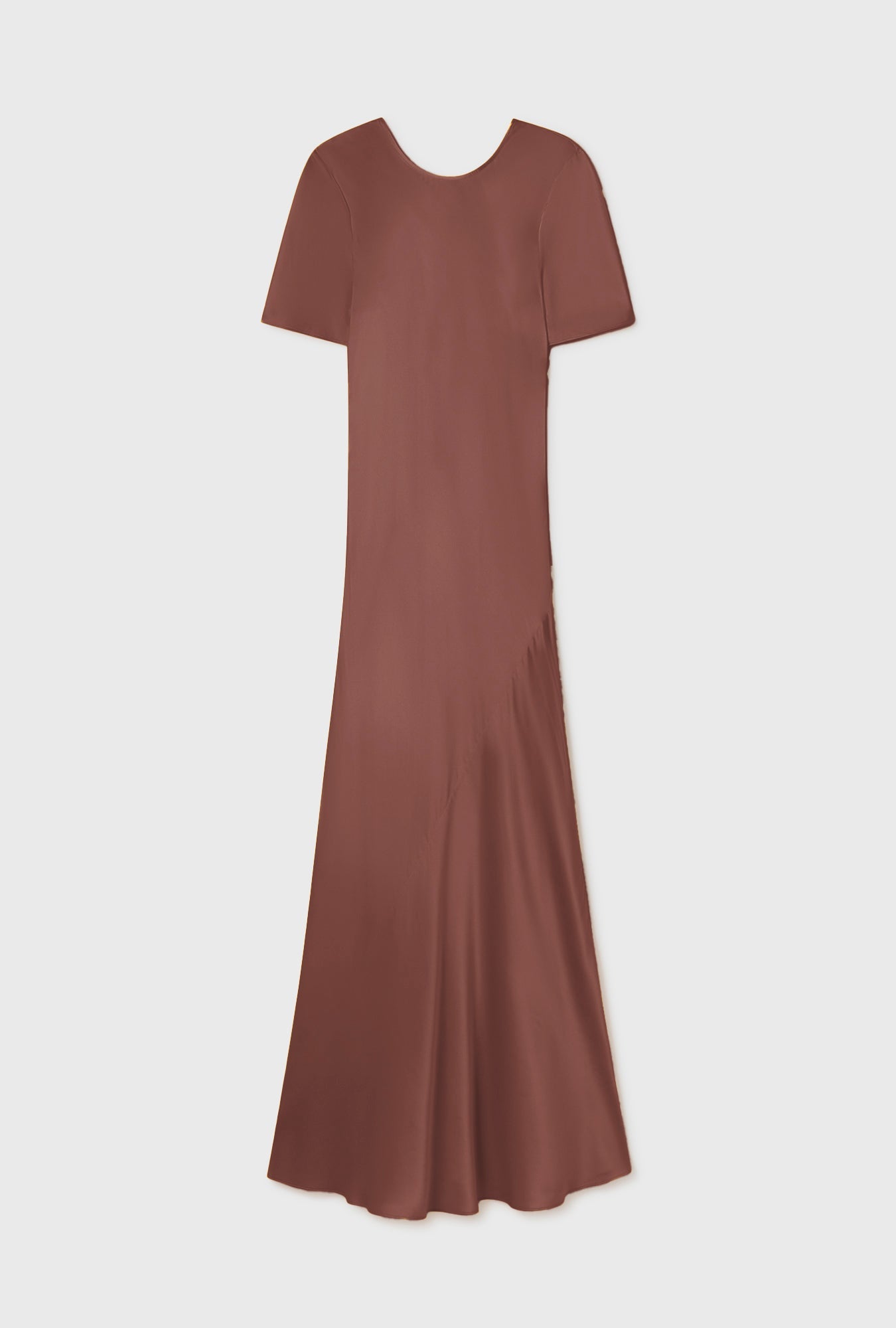 Image of a model wearing Tops. Product name - Short Sleeve Bias Dress Root in Root colour by brand - Silk Laundry