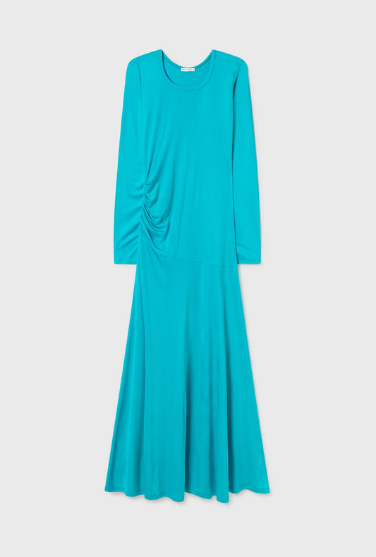 Silk Laundry Jersey Long Sleeve Dress (Oxygen)