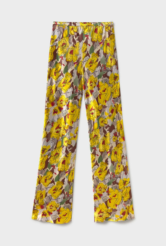 Silk Laundry Bias Cut Pants (Sunflower Floral)