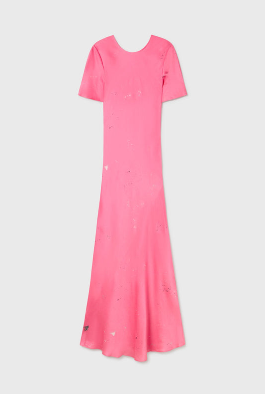 Silk Laundry Short Sleeve Bias Dress (Hog Wash)