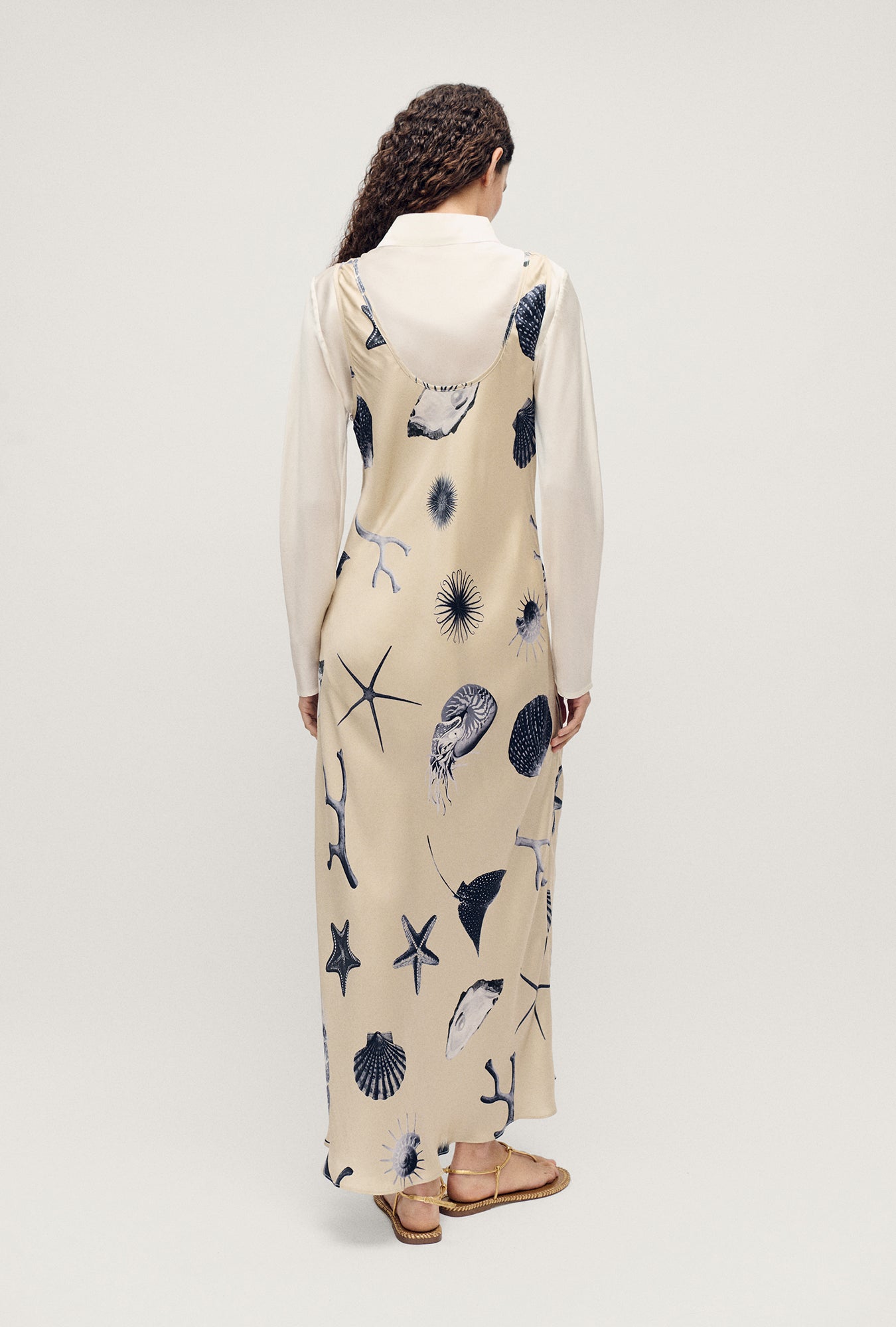 Silk Laundry Scoop Neck Dress (Seashells)