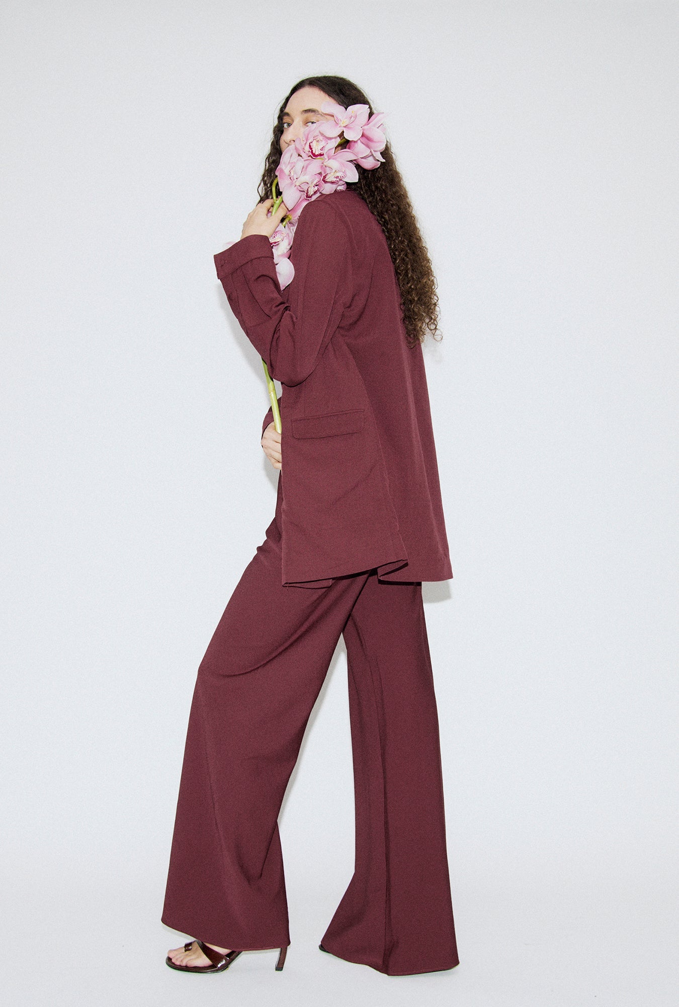 Laundry Wool Silk Wide Legged Bias Cut Pants (Deadleaf)