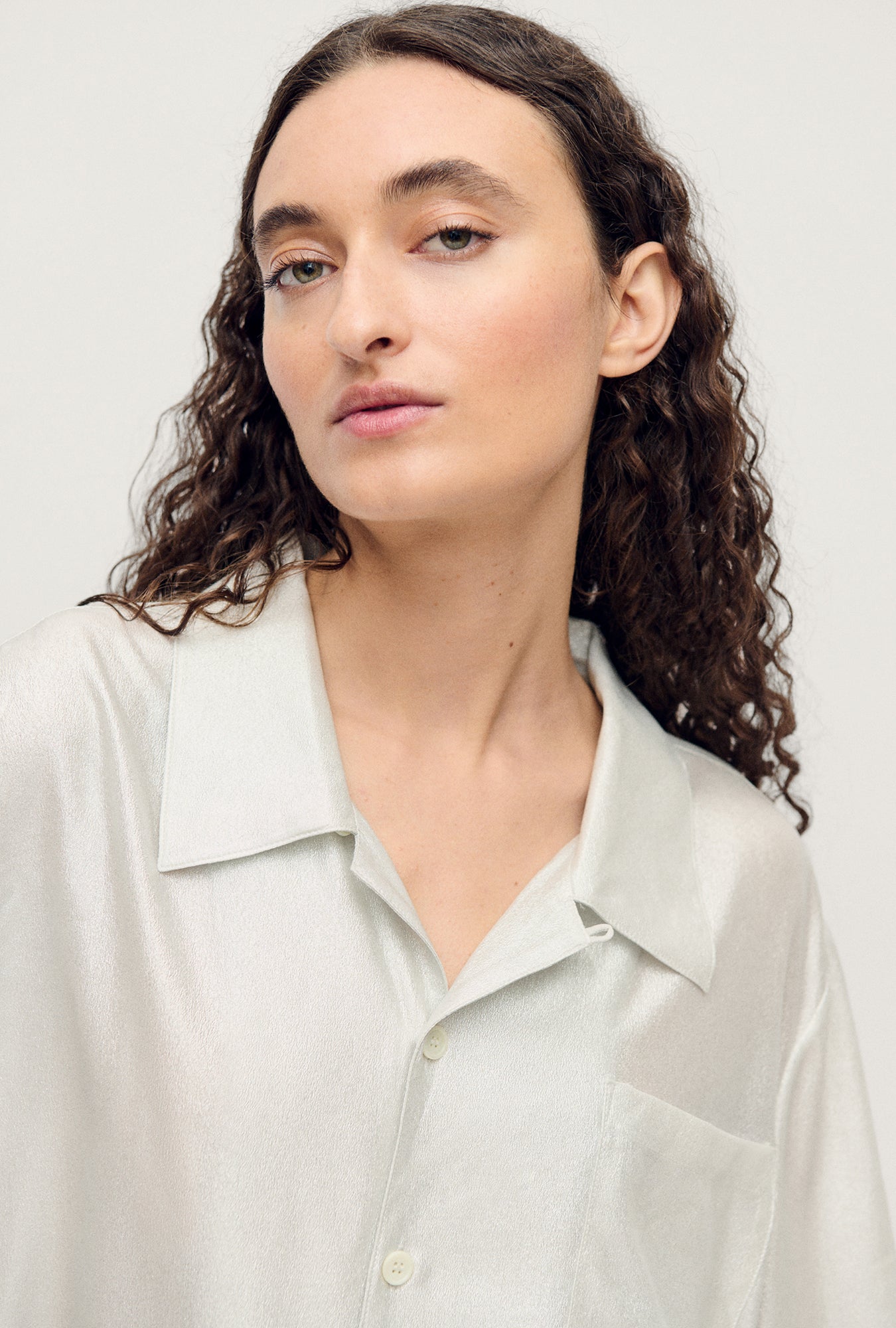 Silk Laundry Camp Shirt (Silver Foil)