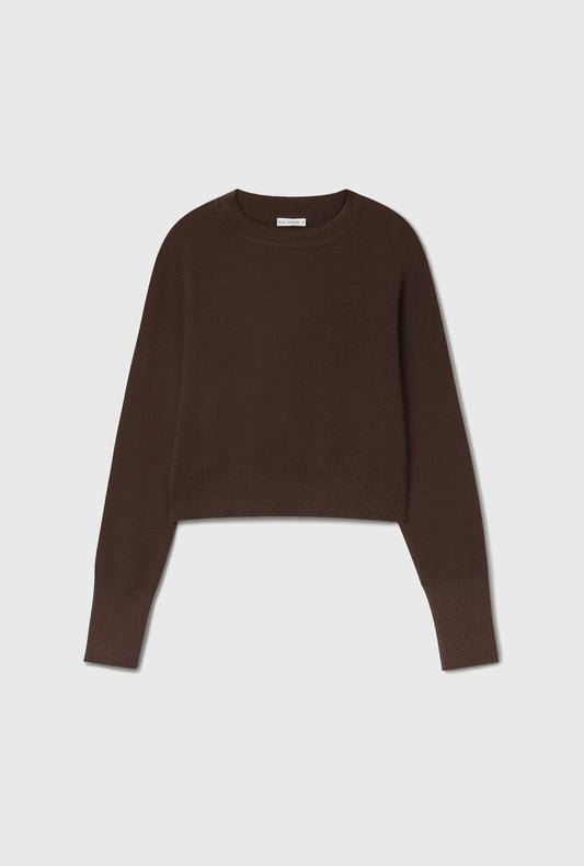 Silk Laundry Wool Cropped Crewneck (Root)
