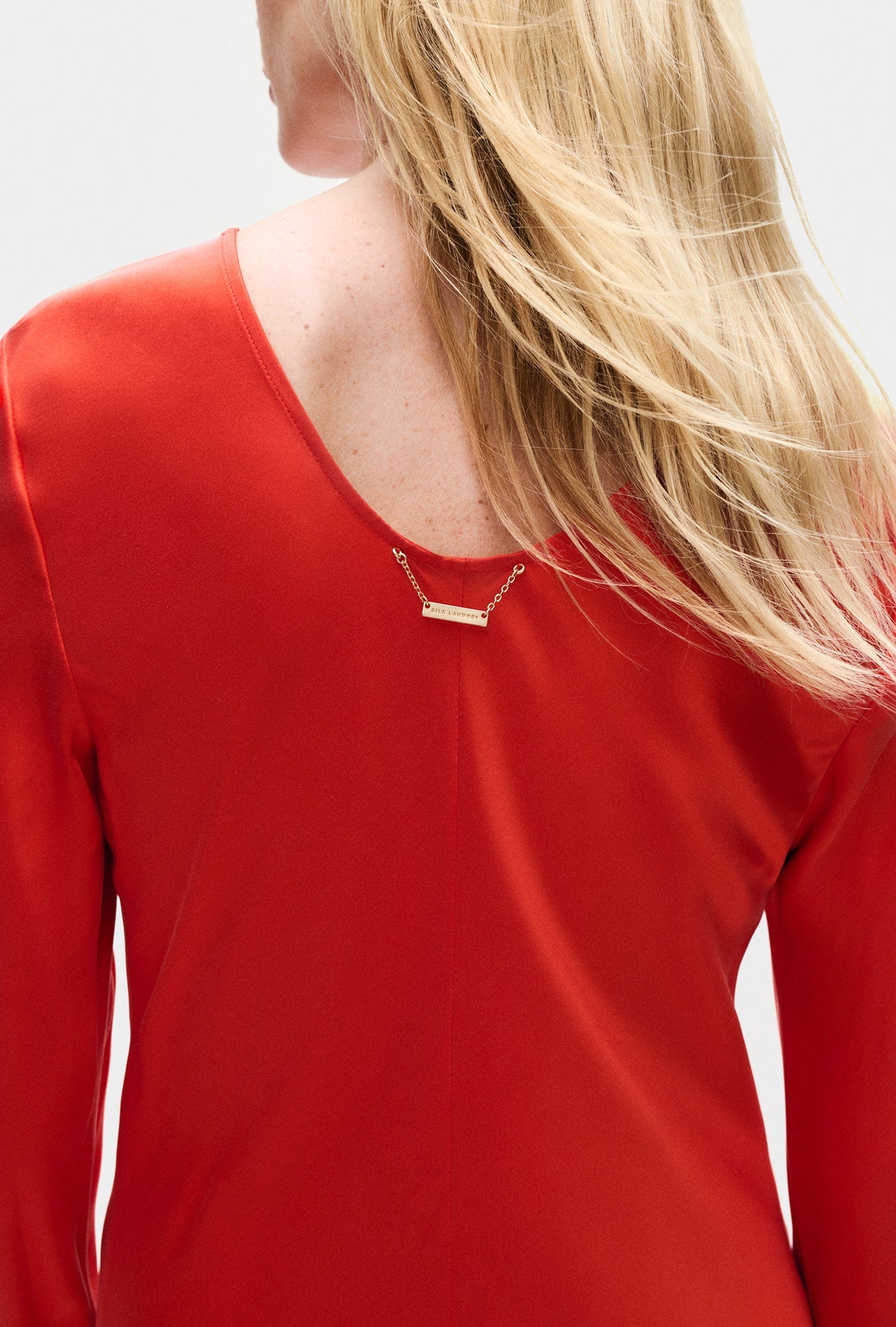 Silk Laundry Full Sleeve Bias Dress (Geranium)