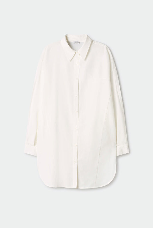 Silk Laundry COTTON SILK ROUND SHIRT (White)