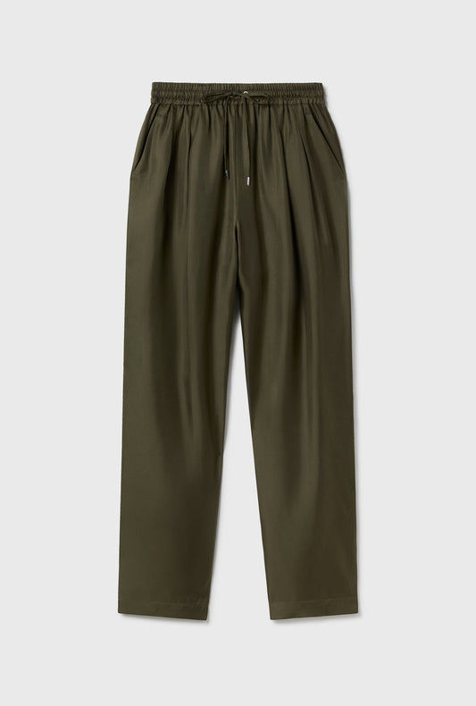 Silk Laundry Twill Slouch Pants (Pine)