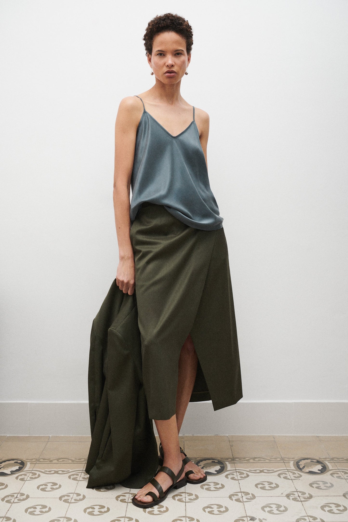 Silk Laundry Bias Cut Cami (Slate)