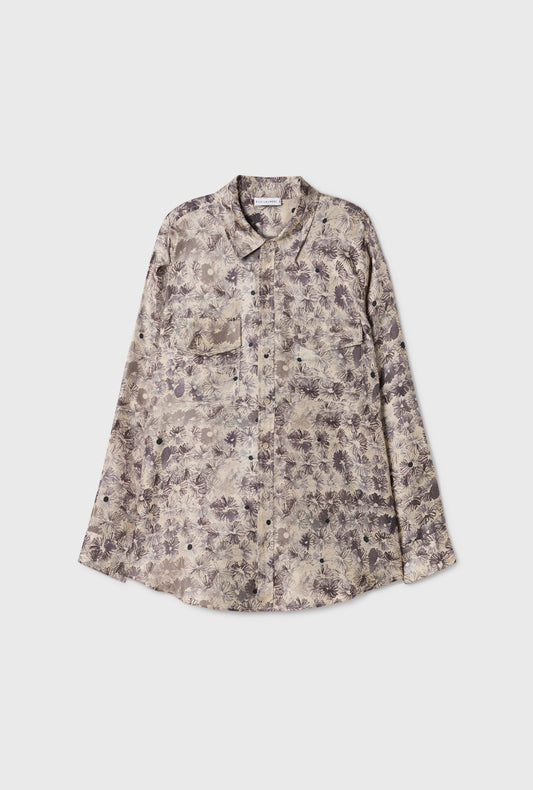 Silk Laundry Twill Boyfriend Shirt (Aster Floral)